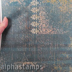 Old Writing on Green w Gold Accents Rice Paper*  BOGO - SOLD OUT