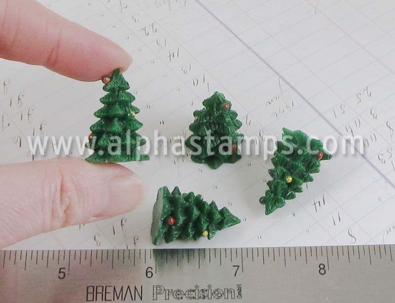 1 Inch Decorated Green 3D Tree | Alpha Stamps