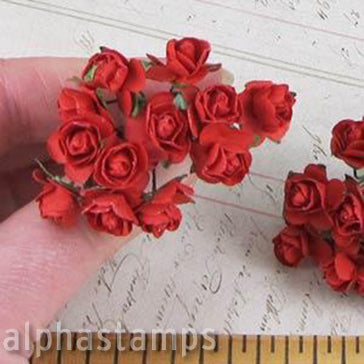 Paper roses D 15 mm 25 pcs. Red