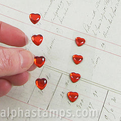 3/8 Inch Self-Adhesive Red Rhinestone Hearts - SOLD OUT