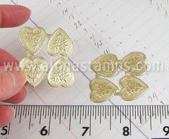 Embossed Gold Dresden Hearts with Flowers*