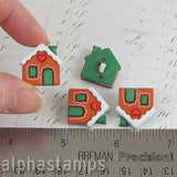 Gingerbread Cottage Buttons - Set of 2