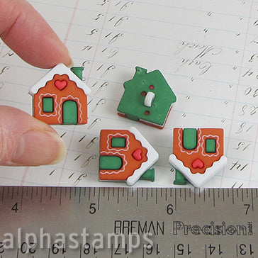 Gingerbread Cottage Buttons - Set of 2
