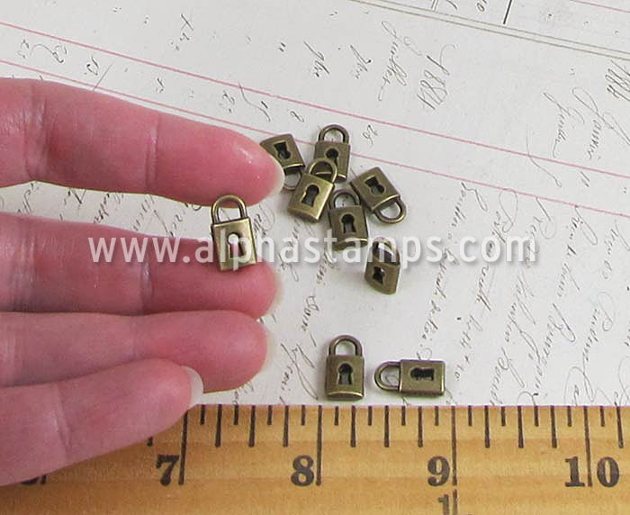 Tiny Bronze Pad Locks Alpha Stamps