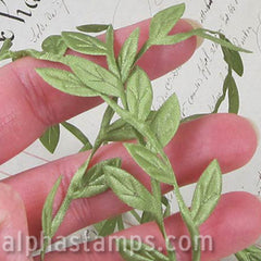 Stitched Leaf Ribbon - Moss Green