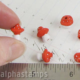 Tiny Ceramic Red Mushroom Bead