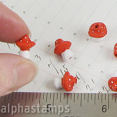 Tiny Ceramic Red Mushroom Bead *