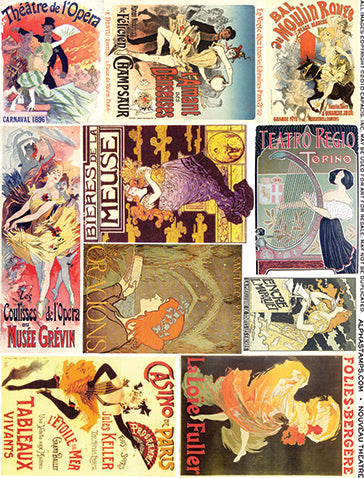 Art Nouveau Theatre Posters Collage Sheet