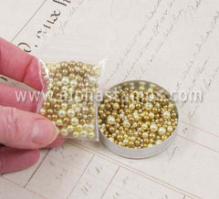 Mixed Gold & Cream Acrylic Pearls - 2mm-5mm