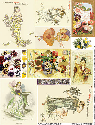 Ophelia #3 (Pansies) Collage Sheet