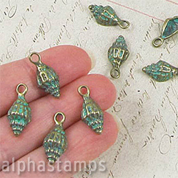 Brass Patina Conch Shell Charms