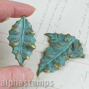Large Patina Brass Leaf Charm*