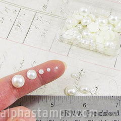 Mixed Size Ivory Flat-Back Pearls