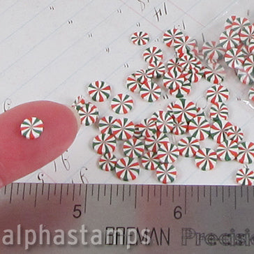 Red & Green Peppermint Candy Polymer Clay Slices
