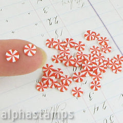 Red Peppermint Candy Polymer Clay Slices