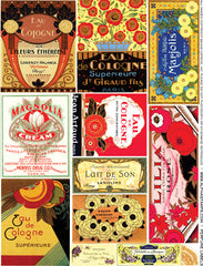 Colorful Perfume Labels Collage Sheet
