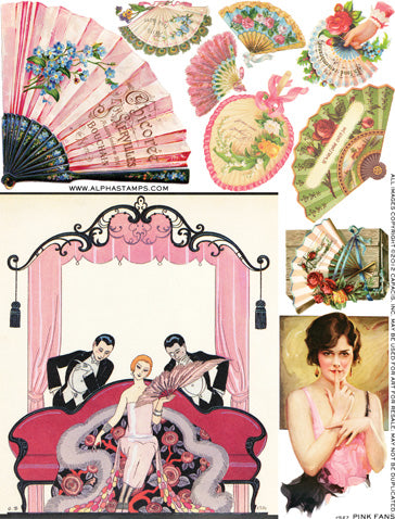 Pink Fans Collage Sheet