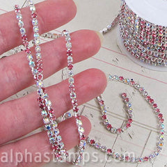 3mm Rhinestone Chain - Pink - LIMBO