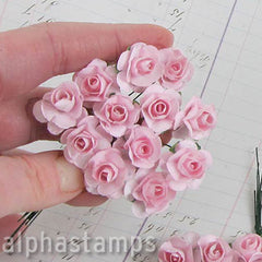 1/2 Inch Medium Pink Paper Roses - SOLD OUT
