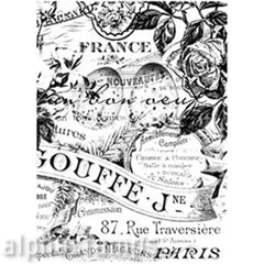 French Floral Collage Rubber Stamp