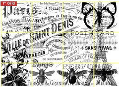 French Bees Collage Rubber Stamp