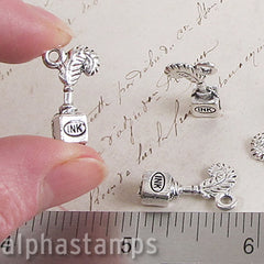 Quill & Ink Well Antique Silver Charm*