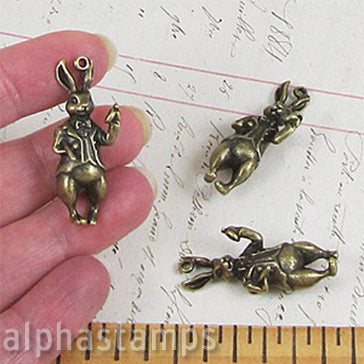 Antique Bronze 3D Rabbit Charm
