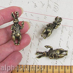 Antique Bronze 3D Rabbit Charm