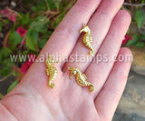 Double-Sided Antique Brass Seahorse Charms