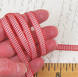 Red and White Mini Gingham Check Ribbon