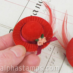 Miniature Red Hat with Feather - SOLD OUT