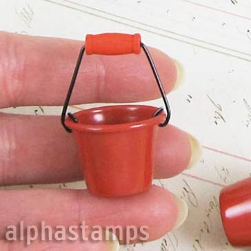 Miniature Red Metal Pail | Alpha Stamps