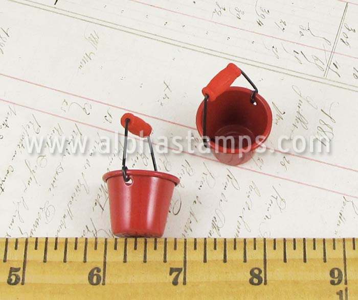 Miniature Red Metal Pail | Alpha Stamps