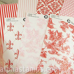 Red, Ivory & Pink Patterns Scrapbook Paper Set - SOLD OUT