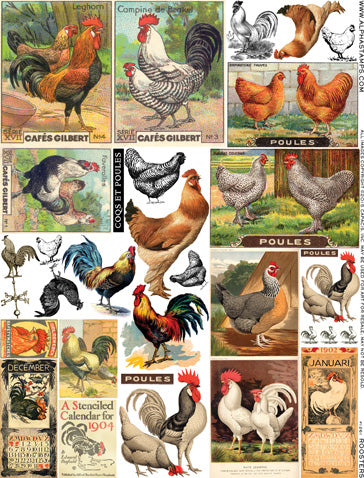 Roosters Collage Sheet