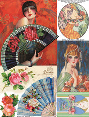 Roses & Fans Collage Sheet