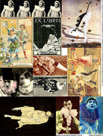 Sad Pierrot Collage Sheet