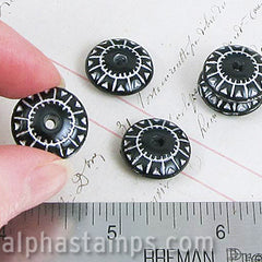 Black and Silver Carved Saucer Beads - SOLD OUT