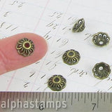 9mm Bronze Scalloped Bead Caps