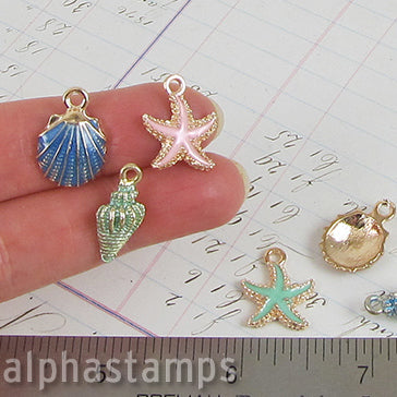 Enameled Seashell Charm Mix - Set of 3*