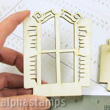 Old Window with Shutters - Laser Cut Wood*