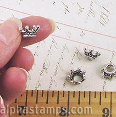 Tiny Antique Silver 3D Crowns