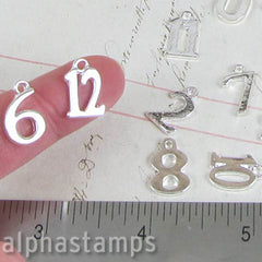 Silver Number Charms Set - 0-12*