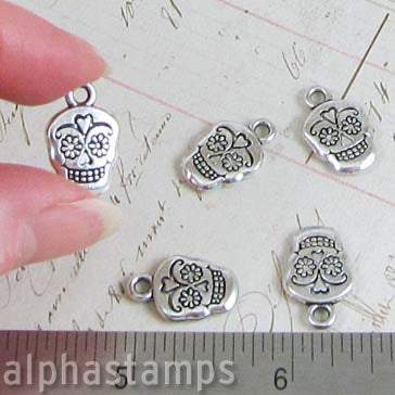 Silver Day of the Dead Skull Charm *