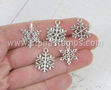 Antique Silver Snowflakes - Set of 5