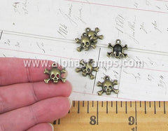 5/8 Inch Bronze Skull & Bones Charms