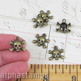 5/8 Inch Bronze Skull & Bones Charms