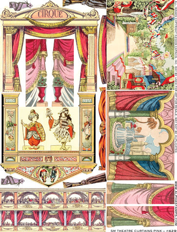 Small Theatre Curtains Pink Collage Sheet