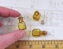 Small Square Amber Bottle with Cork