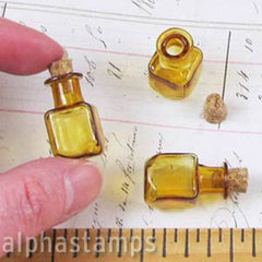 Small Square Amber Bottle with Cork